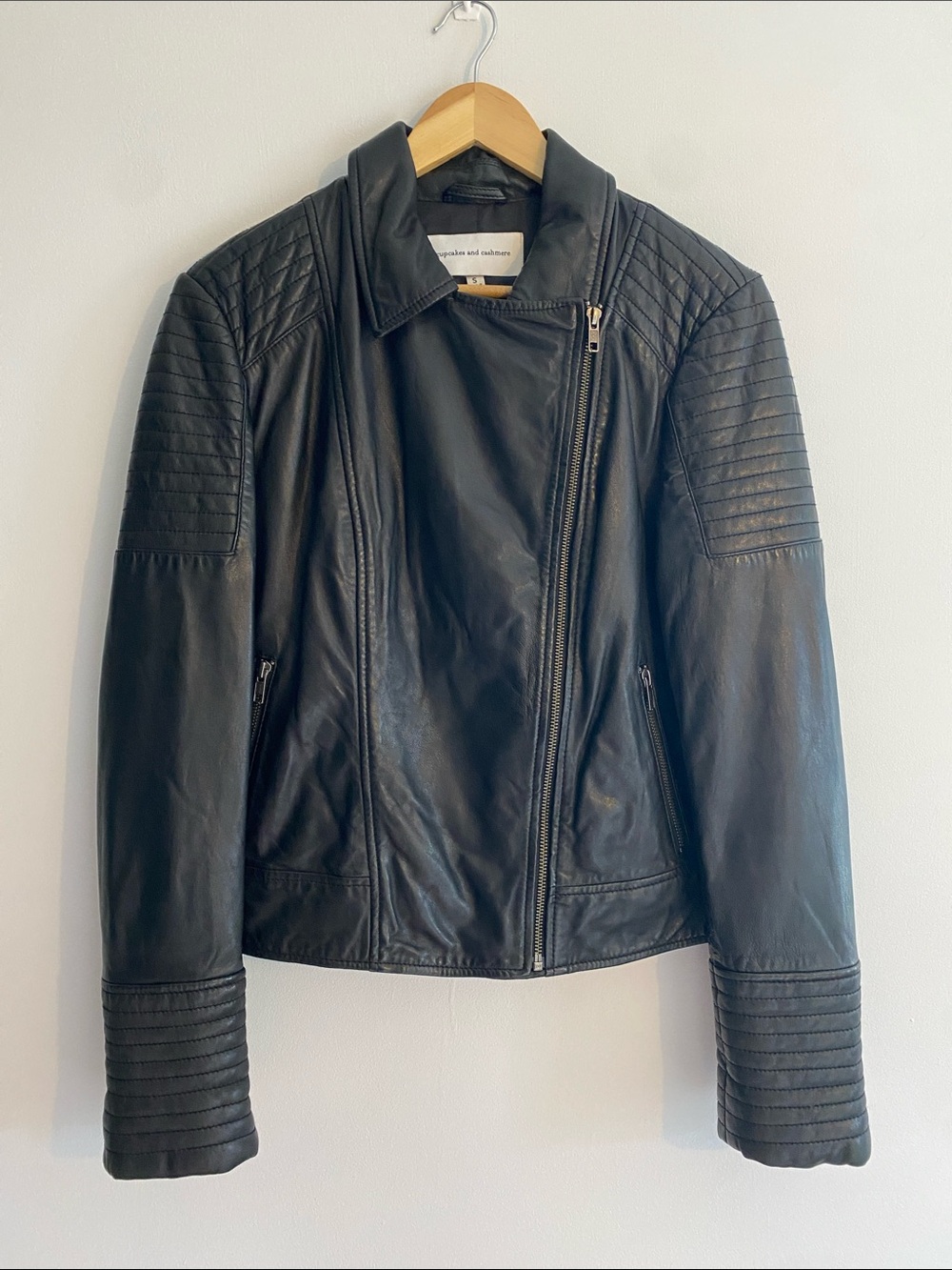 cupcakes & cashmere 100% Genuine Leather  Moto Biker Jacket